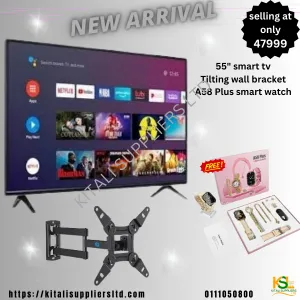 55" smart tv, Tilting wall bracket, A58 Plus smart watch