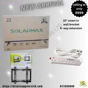 22" smart tv, wall bracket, 4- way extension