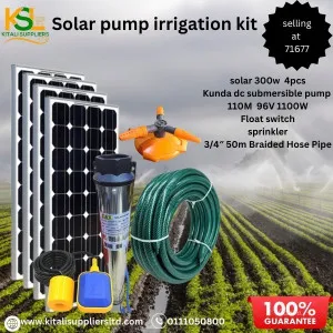 Solar 300w 4pcs Kunda Submersible Pump 110m 96v 1100w Float Switch Sprinkler  3/4 " 50m Braided Hose Pipe