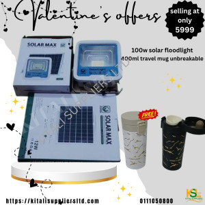 100W solar floodlight 400m travel mug unbreakable