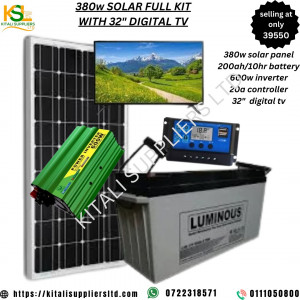 380w solar panel ,battery 200ah 10hr,20a controller,32inch tv digital