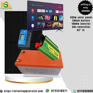 450w solar panel, 200ah battery  1000w inverter, 30a controller  43" tv Smart tv