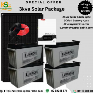 450w solar panel,3pcs,200ah battery-4pcs,3kva hybrid inverter ,6.0mm dropper cable
