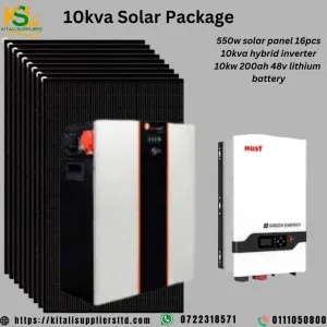 16pc 550w solar panel, 10kva hybrid inverter, 10kw 200ah 48v lithium battery