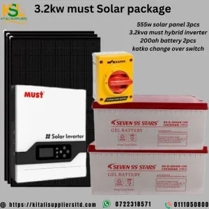 3.2kVA Solar Inverter System with 2x 200Ah Batteries & 3x 555W Solar Panels