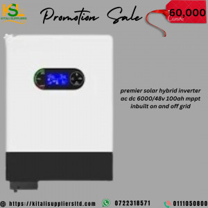 Premier solar hybrid inverter ac/dc 6000/48v 100ah mppt inbuillt on and off grid