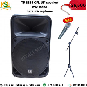 Trill TR 8815 CFL 15" Speaker with Free Beta Microphone & Mic Stand