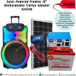 Solar-Powered Premier 15" Rechargable Trolley Speaker System