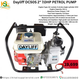 Dayliff DC50S 2" Petrol Water Pump – 7.0HP OHV Engine, 212cc, 3.6L Tank