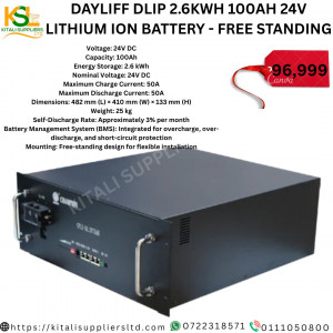 Dayliff DLIP 2.6kWh 100Ah 24V Lithium Ion Battery – Free Standing
