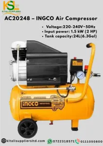 INGCO AC20248 2‑HP 24‑Litre Air Compressor