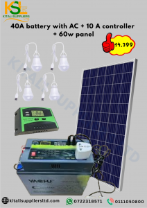 LTD Compact Solar Lighting and Power Kit – 40Ah Battery, 10A Controller, and 60W Panel