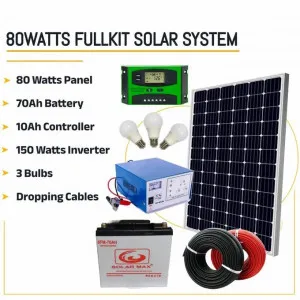 Complete 80W Solar Kit with 70Ah Battery, 150VA Inverter & Accessories – Off-Grid Power Solution