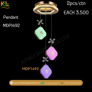 Pendant MDP1492 – Contemporary Multi-Color Geometric Pendant Light with Floral Accents
