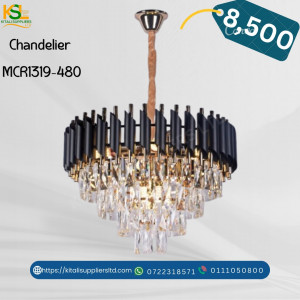 MCR1319-480 Elegant Modern Crystal Chandelier – 480mm Ceiling Light Fixture with K9 Crystals and Chrome Finish for Dining Rooms, Living Spaces & Reception Areas