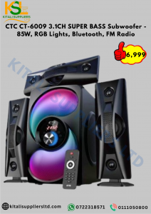 LTD CTC CT-6009 3.1CH Super Bass Subwoofer Speaker System – 85W RMS with RGB Lights, Bluetooth, FM Radio, USB & Remote Control