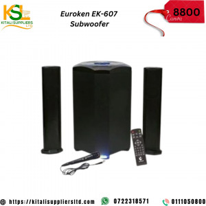 Euroken EK-607 2.1CH Multimedia Subwoofer Speaker System – 20000W PMPO with Bluetooth, USB, SD Card, FM Radio, Mic Input & Remote Control – Deep Bass Home Audio Sound
