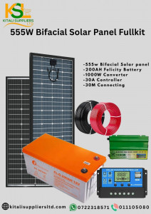 555W Bifacial Off-Grid Solar Power Kit – Complete Energy System with 200Ah Felicity Battery, 1000W Inverter, 30A Controller & Full Wiring Package