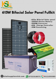 High-Efficiency 615W Bifacial Solar Power Kit – Complete Off-Grid Energy Package with Inverter, Battery, and Controller for Homes, Cabins & RVs