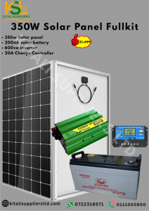 Kitali 350W Solar Power Full Kit – Complete Off-Grid System with 350W Solar Panel, 200Ah Solarmax Battery, 600VA Inverter & 20A Charge Controller for Reliable Home and Backup Power