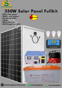 Kitali 350W автономное Solar Power Starter Kit – Complete Off-Grid Energy System with 350W Solar Panel, 200Ah Sunnypex Battery, 500VA Inverter, 20A Charge Controller & LED Lighting – Ideal fo