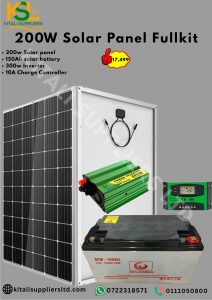 Kitali 200W Solar Power Starter Kit – Complete Off-Grid System with 200W Solar Panel, 150Ah Solarmax Battery, 300W Inverter & 10A Charge Controller – Ideal for Homes, Shops, and Emergency Bac