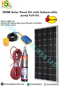 300W Solar Panel + 24V Submersible Pump (50m Head) with Free Float Switch – Off-Grid Water Solution