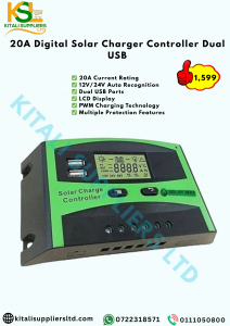 20A Digital Solar Charger Controller with Dual USB