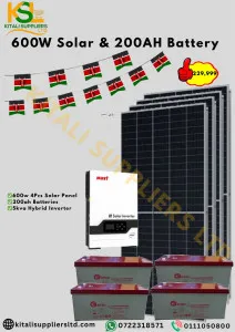 600W Solar Panel (4pcs) + 200Ah Battery (4pcs) + 5kVA MUST Hybrid Inverter | Complete Solar Power System