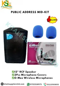 Powerful 12" RCF Speaker + Omax Wireless Mic & 2 Free Microphone Covers