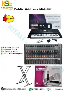 PSR 493 Keyboard with Stand, 16-Channel Mixer & Free Omax Microphone – Complete Music Bundle