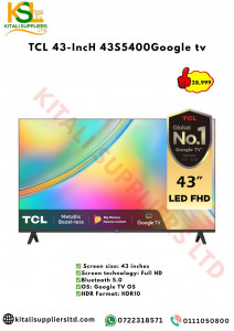 TCL 43-Inch 4355400 Google TV – Smart Full HD LED TV with Voice Assistant, Chromecast & Dolby Audio