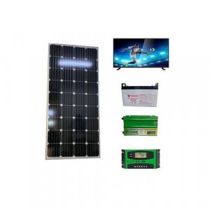 Sunlight Solar 100W Solar Panel + 80AH Solar Battery + 300W Solar Power Inverter + 10AH Solar Charge Controller + 24 Inches DC Digital TV