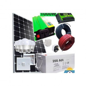 Sunlight Solar 300W Solar Panel Full Kit + 200Ah Solar Battery +1000W Solar Power Inverter + 30 Ah Solar Charge Controller +5 DC Bulb + 1pc Switch + 1pc Socket + 10m Cable