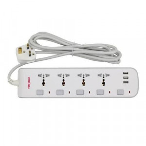 Tronic 4-Way PORT Socket Power Extension Cable 3m