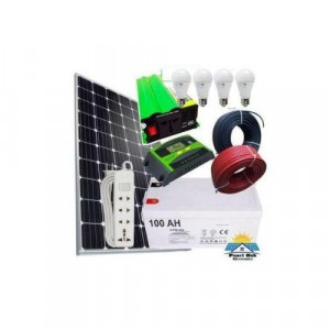 Solarmax 60 Watts Solar Panel Special All Weather Fullkit + 50AH Battery + 150Watts Solar Inverter + 10 Ah Charge Controller+3 bulbs + dropping cables