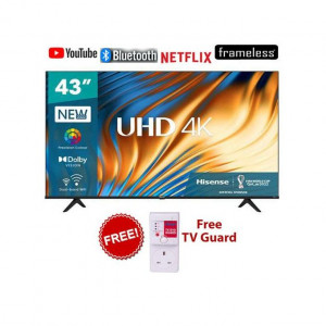 Hisense 43 Inch, A6 Series, 43A6HKEN, Frameless, UHD 4K, Smart TV-NETFLIX,BLUETOOTH+FREE GIFTS