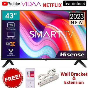 Hisense 43" smart TV Inch Full HD Smart-Digital TV,YOUTUBE,VIDAA-OS+WALL BRACKET+EXTENSION