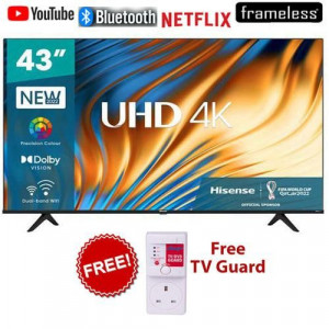 Hisense 43 Inch 4K UHD HDR BLUETOOTH- Smart TV, Netflix+GUARD