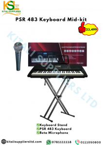 PSR 483 Keyboard Mid-Kit – Complete Musician’s Set with Keyboard Stand & Beta Microphone