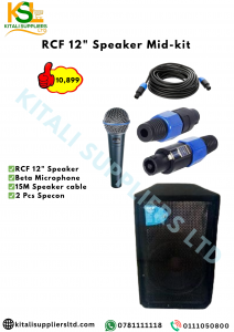 RCF 12" Speaker Mid-Kit – Premium Public Address Set with Beta Microphone, 15M Cable & 2 Pcs Speakon Connectors