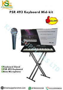 PSR 493 Keyboard Mid-Kit – Professional Performance Bundle with Stand & Beta Microphone