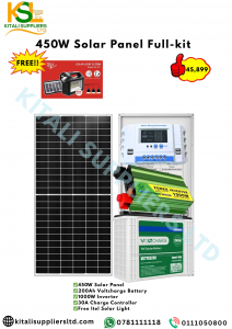 450W Solar Panel Full-Kit (Includes 450W Solar Panel + 200Ah Voltcharge Battery + 1000W Inverter + 30A Charge Controller + Free Itel Solar Light)