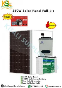 350W Solar Power Kit with 200Ah Battery & 1kVA Hybrid Inverter + Free Itel Solar Light