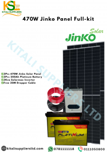 470W Jinko Panel Full Kit – Premium Solar Power Solution (2-Panel System) (Includes 2x 470W Jinko Solar Panels, 2x 200Ah Platinum Batteries, 3KVA Solarmax Inverter & 20M Free Dropper Cable)