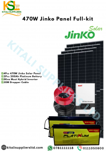 470W Jinko Solar Panel Full Kit – Complete Off-Grid Power System (4x 470W Jinko Panels, 2x 200Ah Platinum Batteries, 5Kva Must Hybrid Inverter, 30M Dropper Cable)