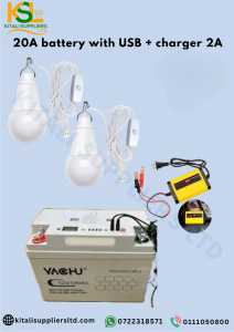 Compact Solar Charging Kit – 20Ah Battery with USB Output and 2A Charger
