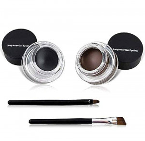 Black And Brown Eyeliner Water,Smudge Gel Liner ,2 Brushes
