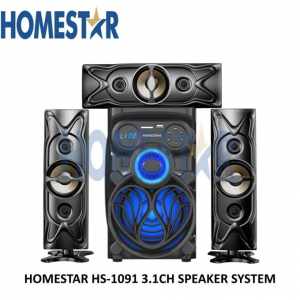 Homestar HS-1091 3.1CH Subwoofer System – Powerful Multimedia Bluetooth Home Theatre with Deep Bass & Remote Control