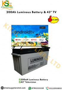 Luminous 200Ah Battery with 43" Smart Digital TV – Power & Entertainment Combo for Off-Grid and Backup Use